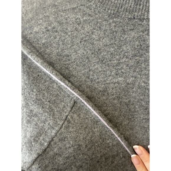 Harper Lane 100% Cashmere Sz Med Gray Heather Long Sleeve Sweater Purple Piping - Picture 3 of 12